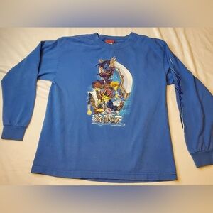 Boy’s/Kid’s 1996 Yu-Gi-Oh! Longsleeve T-Shirt Rare VTG Light Blue